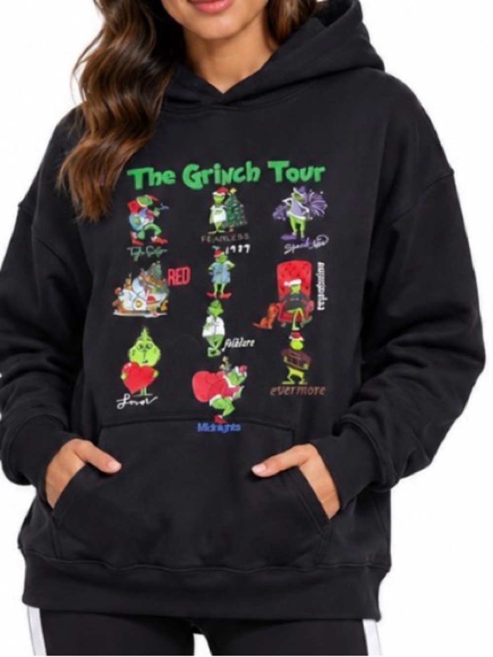 Gildan The Grinch Tour Black Hoodie Sweatshirt graphic Christmas SZ XL